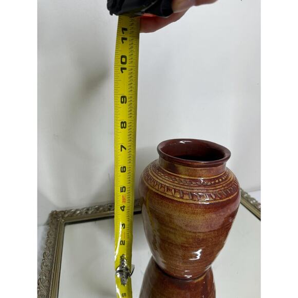 Beautiful Fall Autumn Colored Signed Pottery Vase - Picture 7 of 8